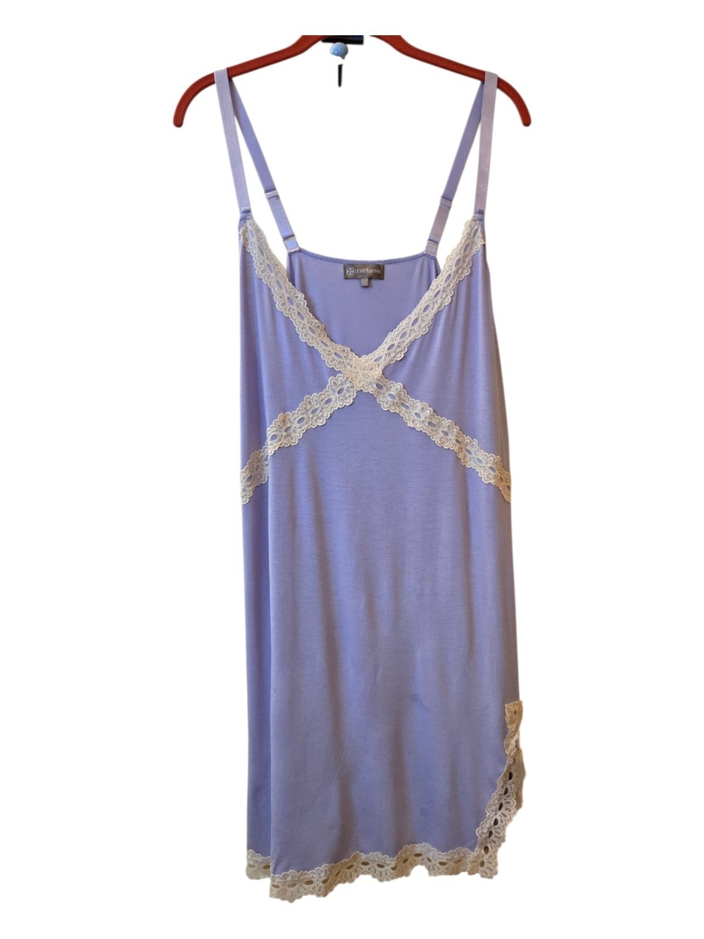 Daisy Fuentes Lavender Lace-Trim Slip Chemise Nightgown Dress - Women Intimates